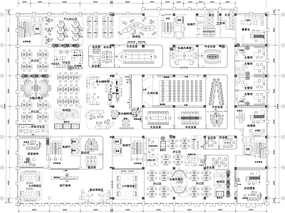 整体办公空间 3000㎡办公 总部办公平面方案 大培训室 董事长办公室 休闲沙发