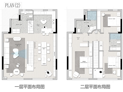 别墅 175平复式 平面图 彩平图
