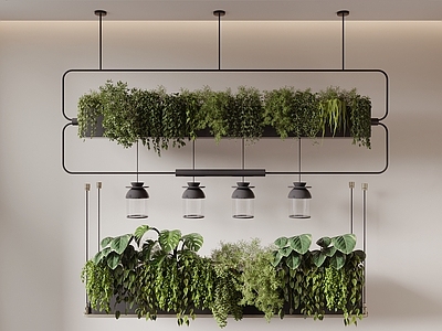 极简主义垂直绿化 吊篮绿植 绿植吊饰 绿植吊灯 植物堆 植物吊饰