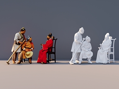 新中式雕塑摆件 古代人物 古代人物雕塑 人物雕塑