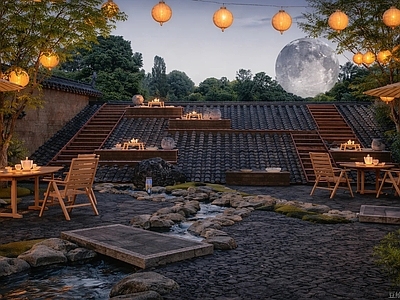 新中式乡村庭院 上房揭瓦 网红庭院 农村小院 屋顶景观 新中式庭院