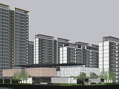 新中式售楼处建筑 嘉兴交控凌云府 现代高层 示范区 示范区景观