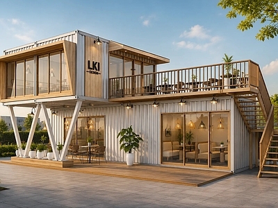 北欧风格餐饮建筑 网红集装箱 集装箱露营 集装箱烧烤店 集装箱奶茶店 集装箱咖啡店