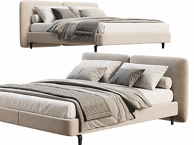 奶油风双人床 Minotti