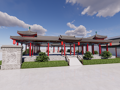 中式传统园林风格古建筑