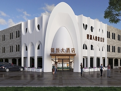 极简主义酒店外观 大酒店门头 宴会酒店门头 宴会厅门头 宴会餐厅门头 酒店门头