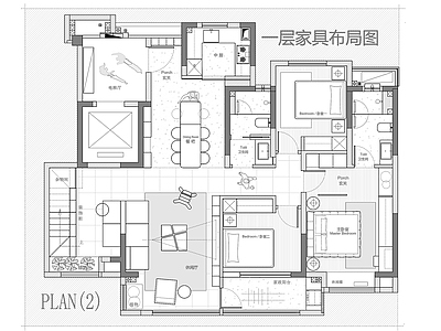 别墅 205平复式 方案图 平面图