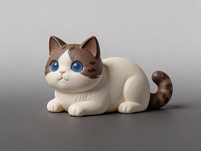 奶油风雕塑摆件 小猫 花猫 雕塑 摆件 美陈