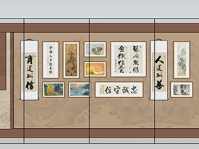 新中式艺术展厅文化墙