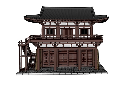 中式古建筑 望楼 古建筑 唐建筑