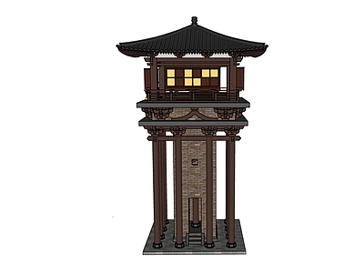 中式古建筑 望楼 古建筑 瞭望塔