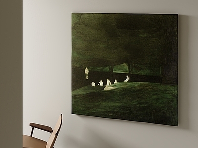 极简卧室挂画 美式挂画 绿色挂画 油画 卧室挂画 抽象画