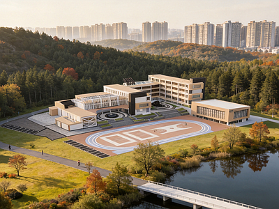 现代主义学校建筑 现代校园 教学综合体 园林校园 文体馆 风雨操场