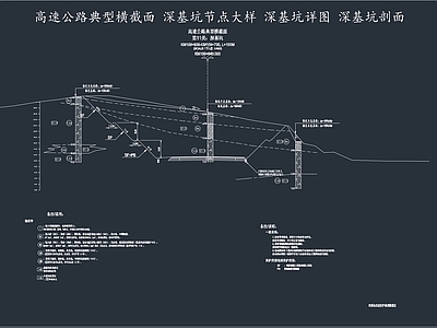 其他节点详图 高速公路横截面 深基坑节点大样 深基坑详图 深基坑剖面