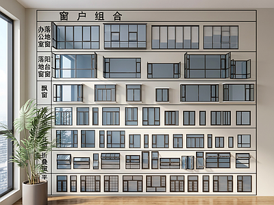 现代简约窗户组合 现代窗户组合 平开窗落地窗 折叠窗推拉窗飘窗