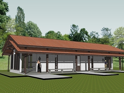 新中式小公建 乡村绿色生态公厕 风景区开放式公厕 乡村自建房厕所 坡顶景观生态公厕 公园网红绿色公厕