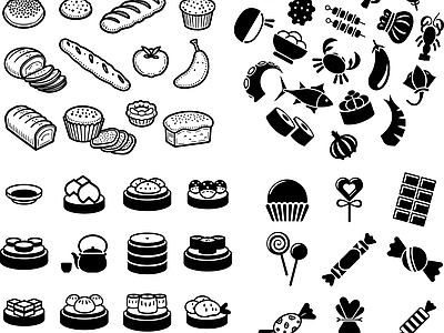 其他图库 扁平风 贴图 线稿 食物