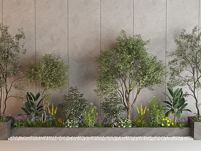 现代简约花草组合 现代景观植物组合 植物堆绿植景观 大树灌木花带乔木 景观花带花坛 灌木花带景观造景
