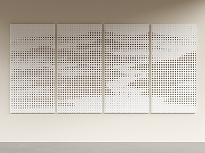现代护墙板 穿孔板 山水画穿孔板 山水画冲孔背景墙 渐变穿孔板