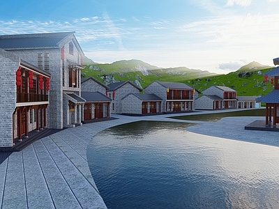 新中式商业街 商业街 古建筑