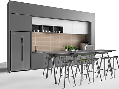 现代简约茶水间 现代茶水间吧台 茶水间桌椅 水吧台