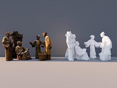 新中式雕塑摆件 古代人文雕塑 古代人物雕塑 人物雕塑