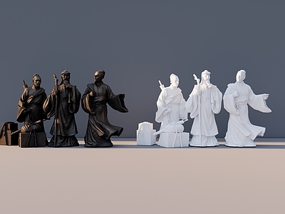 新中式雕塑摆件 古代人物雕塑 人物雕塑 古代人文雕塑