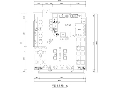 咖啡厅 80平咖啡厅 咖啡馆平面图
