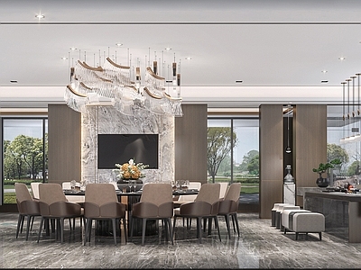 现代轻奢包厢 客餐厅 包房