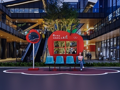 现代主义打卡墙 商业街区空间美陈 互动拍照座椅美陈 网红拍照打卡点 商场节日活动装饰 艺术装置雕塑小品