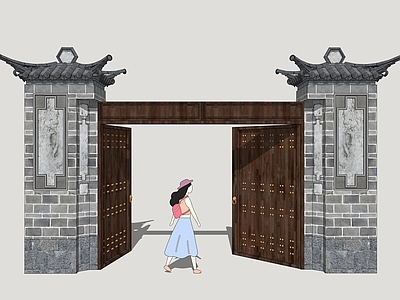 新中式大门 白族院门 白族入户门 白族民居大门 白族建筑大门