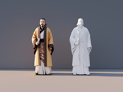 新中式虚拟人物 古代人物 古代人物雕塑 人物雕塑
