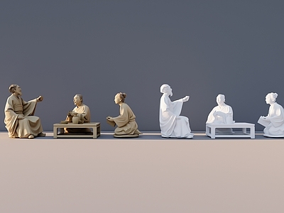 新中式雕塑摆件 古代人物雕塑 人物雕塑