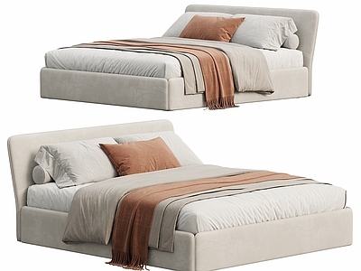奶油风双人床 Minotti 现代双人床