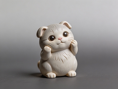 奶油风雕塑摆件 折耳猫 萌宠 根付 雕塑 摆件
