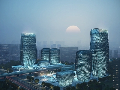 参数化主义艺术风格建筑 现代异形办公楼