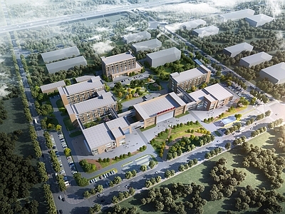 现代主义学校外观 现代医院