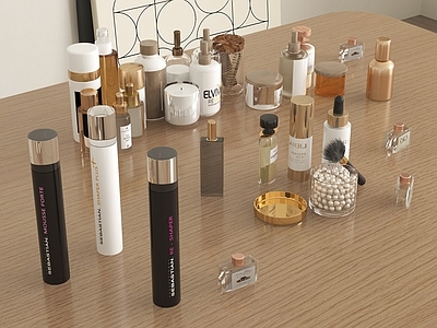 现代简约化妆品 化妆品组合 护肤品香水镜子