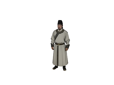 中式虚拟人物 汉族 古装 男人 雕塑 汉服
