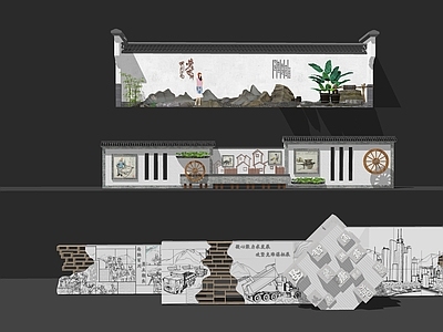 新中式景墙 文化景墙 文化墙 历史记忆墙 标识 特色标识