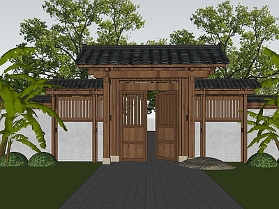 新中式入口大门 景观大门 庭院大门