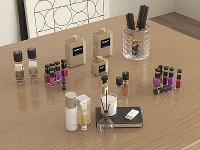 现代简约化妆品 化妆品组合彩妆 护肤品香水
