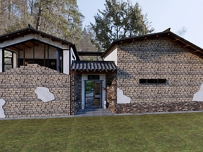 新中式民宿建筑 新中式乡村民房 乡村民宿建筑 乡村别院建筑