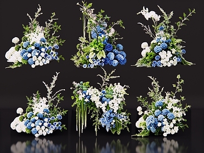 现代花艺风格花境 2D花艺美陈 流苏花 仿真花美陈 绿植美陈 婚庆婚礼花艺