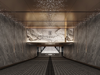 现代轻奢室内停车场 坡道 车道