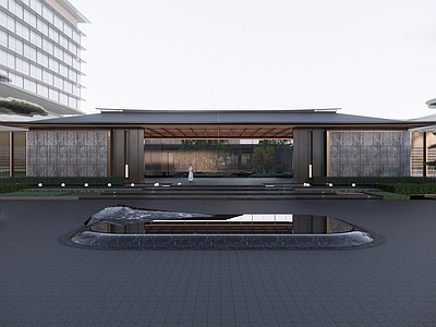 新中式售楼处建筑 现代宋风