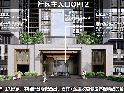 现代主义小区建筑 社区大门 贵阳华润