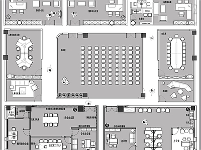 整体办公空间 总裁办公室 董事长办公室 会议室 培训室 办公事平面布局