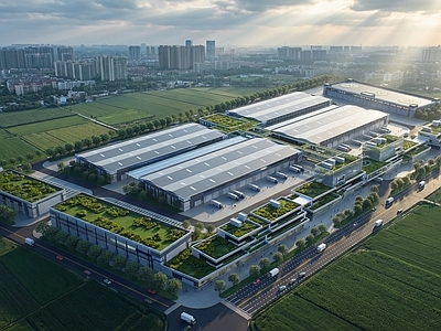 现代主义物流中心 厂房 商业办公 工业园 物流园 园区