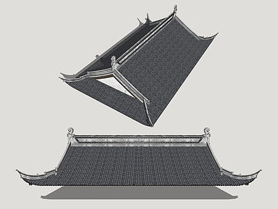 中式屋檐 古建筑屋顶 影视民居屋顶 古建屋檐
